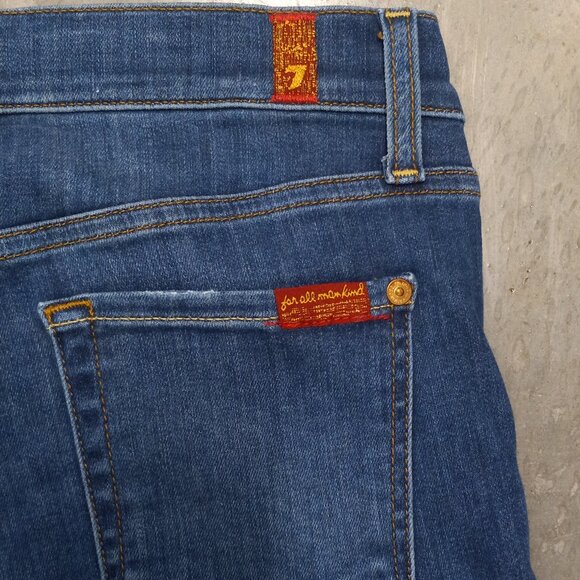 7 For All Mankind Asymmetrical Ankle Skinny Jeans Womens 26 Medium Blue - Picture 4 of 7